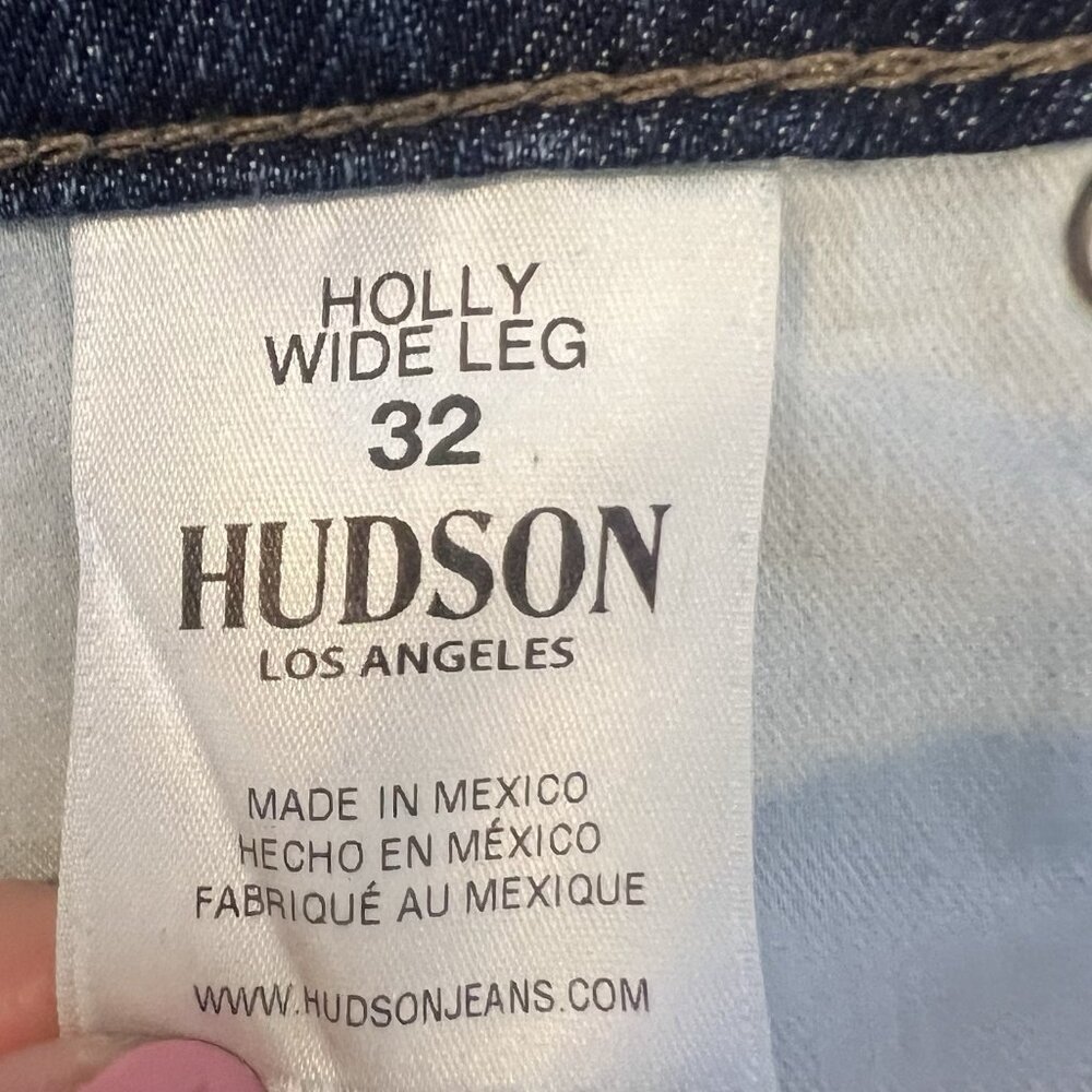 Hudson Anthropologie Women Jeans Holly Wide‎ Leg Cropped Size 32 Blue Denim Zip - Picture 4 of 16